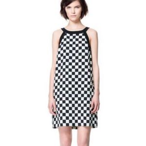 zara a shape checkered dress